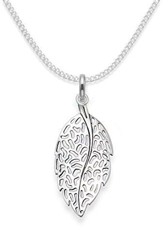 GENUINE 925 Sterling Silver Leaf Necklace on 16 Silver chain - Size: 11mm x 22mm (32mm inc. pendant top). Gift boxed. 8041/16