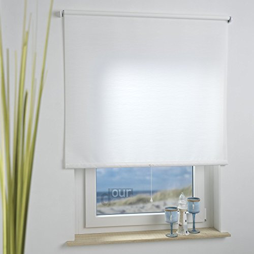 ourdeco® Rollo, Spring-, Schnapprollo/Stoffbreite: 158 x Auszugslänge: 180 cm Faden weiß/Dekor, Tageslicht, lichtdurchlässig