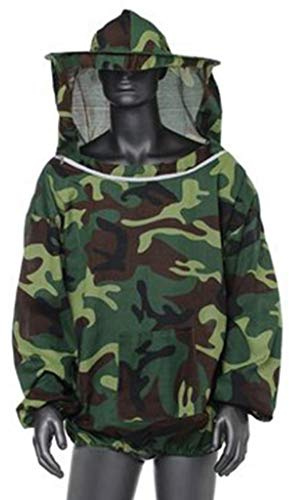 Egurs Beekeeper Jacket Smock Beekeeping Suit Professional Beekeeper Bee Protection Hat and Scarf Bee Protection Jacket Camouflage green