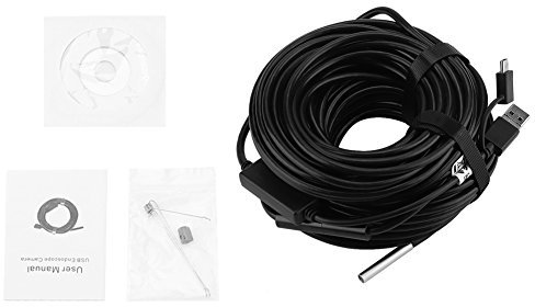 DEWIN Rohrkamera Kanalkamera,Endoskopkamera mit Licht 20M 5,5mm USB Endoskop mit Wasserdichter 720P Kamera zur Inspektion von Rohrautos (1 Stuck)