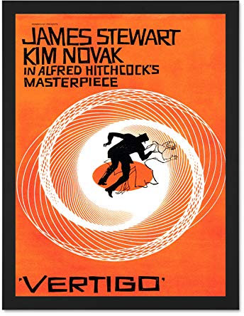 Wee Blue Coo Movie Film Vertigo 1958 Saul Bass James Stewart Alfred Hitchcock Large Framed Art Print Poster Wall Decor 18x24 inch