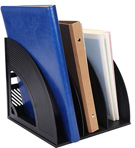 Zeitschriftensammler Kunststoff Stehsammler Schreibtisch Organisation mit 3 Fächern Abnehmbar Magazinständer Zeitschriften Bücher Organizer Schwarz Speicherorganisator für Büro Arbeitszimmer Zuhause