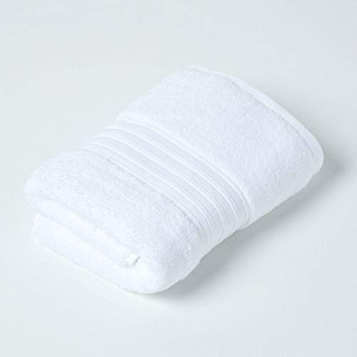 HOMESCAPES Luxury White Soft 100% Supima Cotton Hand Towel Zero Twist Super Absorbent & Fluffy 550 GSM Thick Plain White Guest Towel