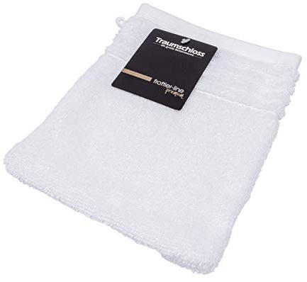 Traumschloss Frottier-Line Premium hautsympathischer Waschhandschuh aus 100% amerikanischer Supima Baumwolle 600g/m², Farbe:weiß, Größe:16x21