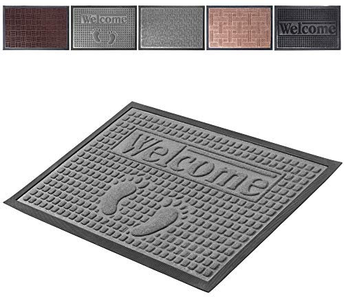 KADAX Fußmatte, 60 x 40 cm, Fußabtreter für Innen und Aussen, waschbare Gummifußmatte für Haustür, Hauseingang, Schmutzfangmatte aus Gummi, Sauberlaufmatte, Türvorleger (Schwarzgrau)