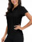 MoFiz Women's Short Sleeve Polo Shirts Cotton Casual Sports Gym Work Golf Tee Tops Black Size 2XL
