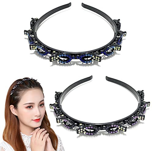 Lot de 2 serre-têtes, pour femme et fille, accessoire de coiffure avec pince à cheveux, en plastique