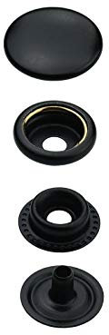 S-Feder oder Ring-Feder, Druckknöpfe 10mm, 12,5mm, 15mm Messing, rostfrei, Knopf, Press-Studs (10, 12,5mm Ring-Feder, schwarz)