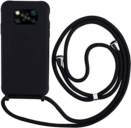 xingting EU Collana Porta Cellulare Compatibile con Custodia per Xiaomi POCO X3 NFC-Custodia da Collo per Smartphone,Cover con Cordoncino da Indossare-Nero