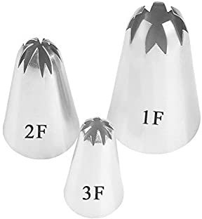 3PCS Large Size Round Metal Cake Cream Decoration Tip Stainless Steel Piping Icing Nozzle Pastry Tool Baking Tools #1A #2A #3A (Color : 1F 2F 3F)