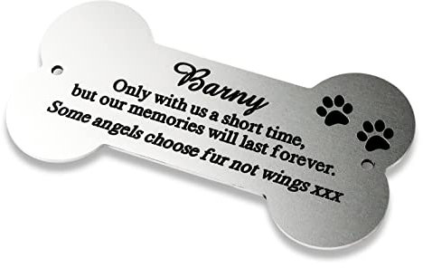 Bone Shaped Plaque 4 x 2 Satin Silver Aluminium Engraved nameplate. Personalised Engraved pet Memorial Plaque