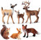 MasYosh Waldtiere Figuren Set, 6 Stück Wald Kreaturen Figuren, Miniatur-Spielzeug, realistische Tierwelt Tierfiguren Spielzeug-Set - Hirschfamilie, Fuchs, Kaninchen, Eichhörnchen