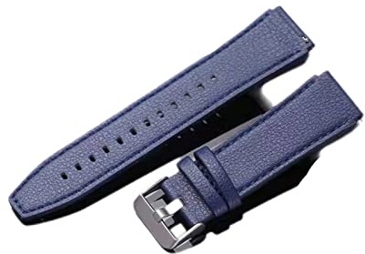 AEMALL Cinturino in pelle da 22 mm per HUAWEI Watch GT 2 Pro GT2 2e Smart Watch Band Cinturino di ricambio GT 3 46 mm GT Runner Accessori (colore: pelle blu medio, dimensioni: per Huawei GT 2 Pro)