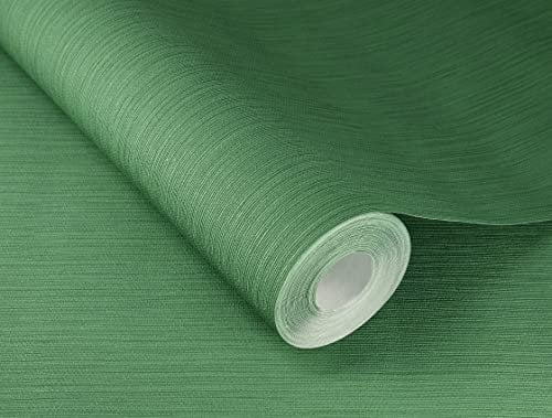 Rasch Tapete 537673 - Dunkelgrüne Vliestapete mit feiner Linien-Struktur, Kollektion Curiosity - 10,05m x 0,53m