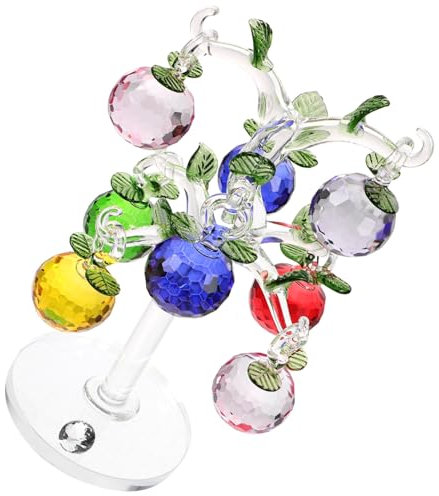 Yardwe 1 Set Crystal Apples Tree Crystal Tree Figurine Wedding Decor Christmas Crafts Crystal Desktop Tree Decor Party Ornament Apple Tree Ornaments Fruit Decorate Paperweight Glass