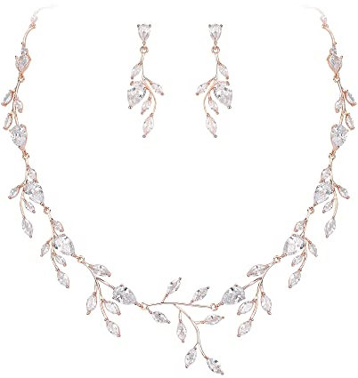 EVER FAITH Teardrop Hochzeit Schmuckset für Braut Party Zirkonia Halskette Ohrringe Set Schwarz Silber-Tone