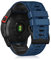 LanQii 22mm QuickFit Silicone Strap for Garmin Tactix 8 47mm/Descent G2/G1 Solar/Epix (Gen 2)/Epix, Silicone Wristband for Garmin Fenix E 47mm/Fenix 8 47mm/7 Pro/7/6/6 Pro/5/5 Plus - Blue/Black
