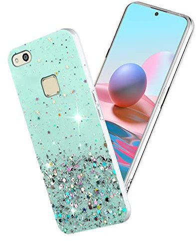 Yarxiawin Cover per Huawei P10 Lite Silicone Rosa, Brillante Custodia Silicone Trasparente Morbida Sottile Elegante Case Leggero Regalo per Donne (Verde)