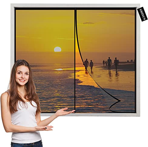 Moustiquaire MagnéTique Pour Porte FenêTre Noir 135x125cm Rideau de Porte Anti-moustique, Moustiquaire Baie Vitree Coulissante Pliable Personnalisable pour Couloirs, Fenetre