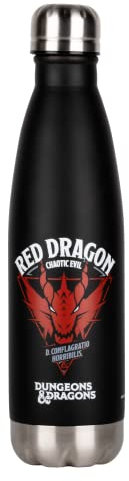 Konix Dungeons & Dragons Botella térmica - Acero inoxidable - 500 ml - Diseño dragón rojo - Negro