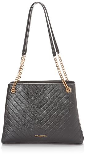 Karl Lagerfeld Paris Damen Charlotte Tote Umhängetasche, Schwarz/Gold