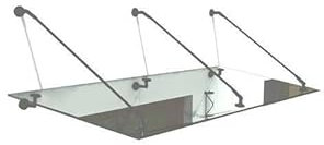 Glaszentrum Hagen - (Typ-RAL7016) Glasvordach Vordach Pavillion Türvordach Haustürvordach VSG-Glas inkl. Edelstahlhalter in RAL 7016 (TYP-Stb, 250x90cm Klarglas)