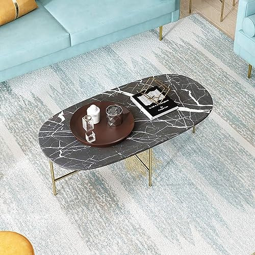CATANK Meubles 100/120cm Table Basse Moderne du Milieu du siècle avec Base en X pour la décoration de Salon/Bureau, métal, Verre/Or/marbre
