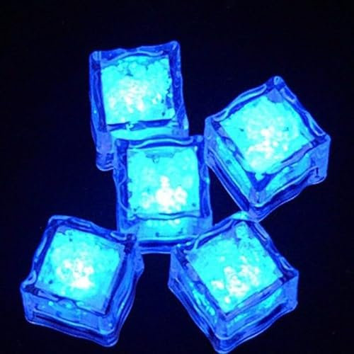 Viitech 12 Stück LED-Eiswürfel-Lichter, Blau Eiswürfel-Lampe mit Flüssigkeitssensor, Neonlicht-Eiswürfel, batteriebetrieben, Party, dekorativ für Bar, Hochzeit, Party (Blau)