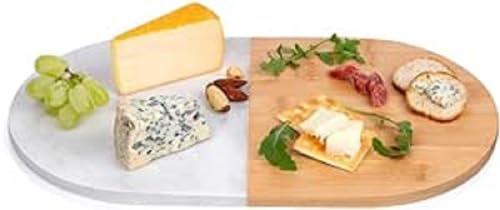 alpina Tabla de cortar y queso - Tablas de madera - Tabla de cocina - 27 x 22 cm - 1,65 kg - bambú y mármol