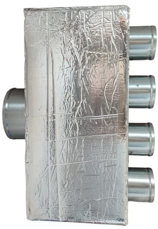 Plenum in lamiera zincata per condizionamento (Ingresso 150 mm; 4 uscite da 100 mm)