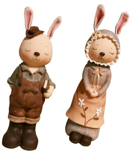 ifundom 1 Paar Kaninchen Dekorative Ornamente Vintage-wohnkultur Dekoration Spardose Für Kinder Neuheit Münze Ostern-Statue Desktop- Mädchen Lagertank Hase Harz