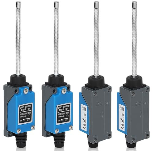 SWAWIS 4 Pezzi Interruttore di Finecorsa Momentaneo, Interruttore da Molla a Elicoidale Flessibile ME-9101, 5A 250V AC 1NO-1NC, per Router CNC Plasma laser
