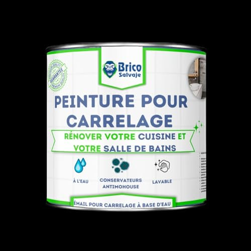 BRICOSALVAJE Peinture MATE pour carrelage de cuisine et de salle de bain à base d'eau | Sans apprêt | Lavable | Grande dureté (Noir Ébène, 4 litres)