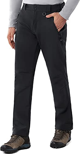 33,000ft Outdoorhose Herren wasserdichte Softshellhose Warme Fleece Skihose | Winter Thermohose, 4-Wege-Stretch, Winddichte Schneehose Trekkinghose Wanderhose Funktionshose Arbeitshose mit 4 Taschen