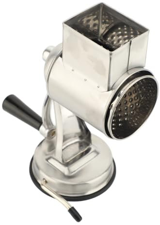 Râpe à Fromage en Acier Inoxydable avec Manivelle et Ventouse Stable pour Trancher Râper Légumes, Cuisines Familiales, Préparation Repas, Cuisine Saine