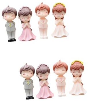 Garneck 4 Paare Paar Puppenschmuck Paar Kuchen Dekor Statuen Für Romantische Paare Cupcake-topper Für Braut Und Bräutigam Hochzeitsgeschenke Hochzeitspaarfigur Basteln Mini-kuchen Pvc