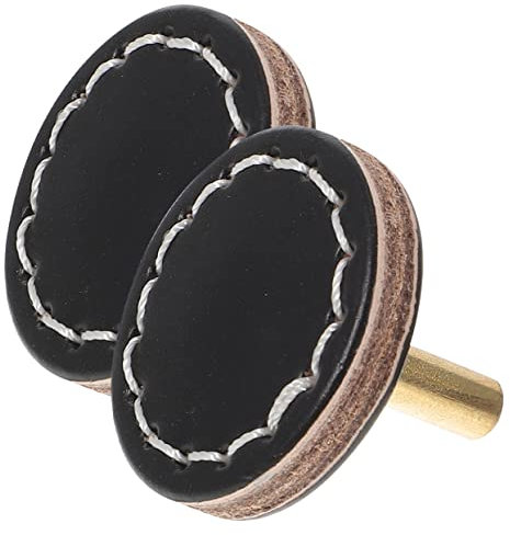 ORFOFE Leder 2 Stück Einloch-Zuggriffe klassisches Rändeldesign für Küchenschrank Kommode