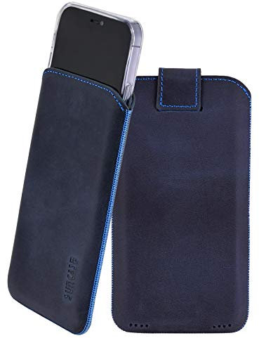 Suncase Leder Tasche kompatibel mit iPhone 16 (6,1 Zoll) Hülle mit ZUSÄTZLICHER Transparent Case | Schale | Silikon Bumper Handytasche (mit Rückzugsfunktion und Magnetverschluss) in Pebble-Blue