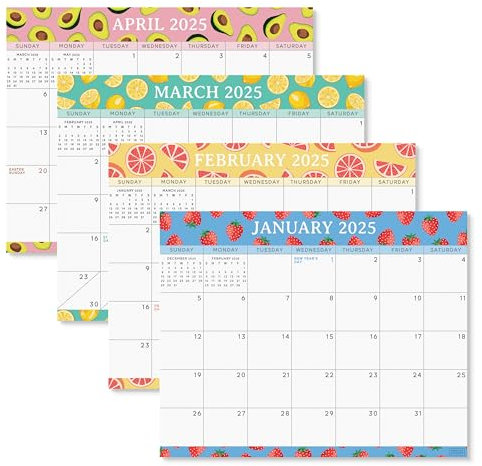 S&O Fresh Fruity Magnetic Fridge Calendar from January 2025-June 2026-Tear-Off Refrigerator Calendar to Track Events & Appointments - 18 Month Magnetic Planner for Fridge for Easy Planning-8x10 in.