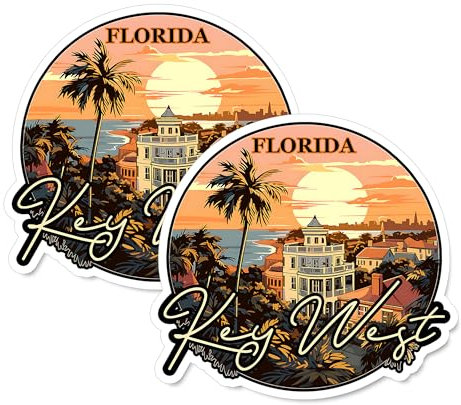 Key West Florida Magnet 4 inch 2 Pack Vinyl for Souvenir Gift Refrigerator Fridge Dishwasher ID 44999
