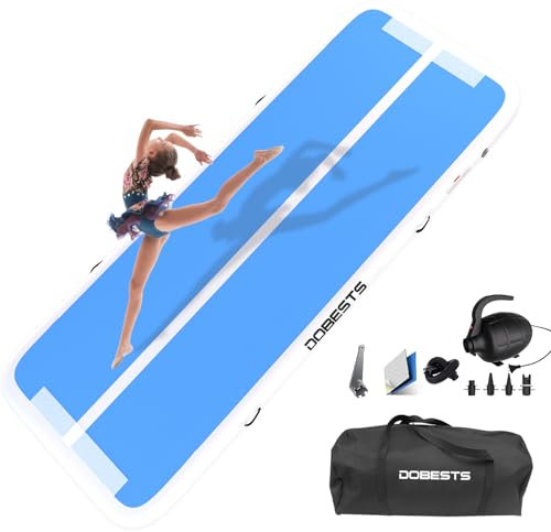 DOBESTS Airtrack Tumbling Matte, Gymnastikmatte mit Luftpumpe, Trainingsmatte mit Tragetasche, Turnmatte Zuhause, Outdoor, Yoga, Fitness, Sport 20cm Hoch 4m