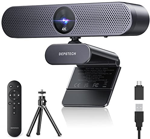 DEPSTECH DW50 Pro 4K Webcam for PC, Ultra HD 1/2.55'' Sony Sensor, 3x Zoom, Dual Noise-Cancelling Microphones, Remote Control, Autofocus Streaming Camera for Laptop, Mac, Teams, Zoom