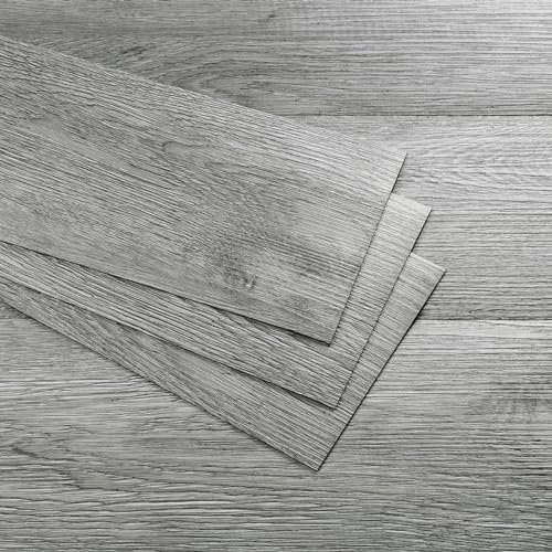 Yenhome 35 Pièces Dalle PVC Adhesive Sol Carreau de Ciment Gris Salon 90x15cm PVC Adhesive Sol Gris Bois Effet Bois pour Garage Dalle Vinyl Adhesif Carreau pour Chambre à Coucher Bureau