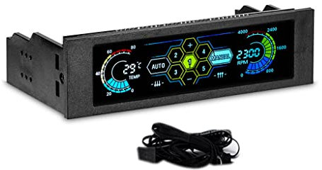 WOURRD Fan Controller For PC Chassis Fan Speed Adjuster 5 Cooling Fans/CPU Fan Control Panel 5.25inch Large LCD For Touch Scr