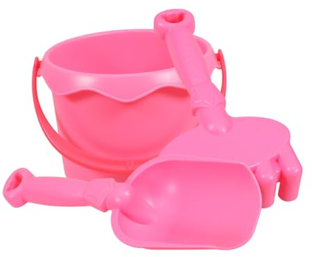 VICASKY Lot de 3 outils de maternelle avec mini pelle, râteau et seau d'eau, idéal pour planter des fleurs et jouer au bac à sable Rose