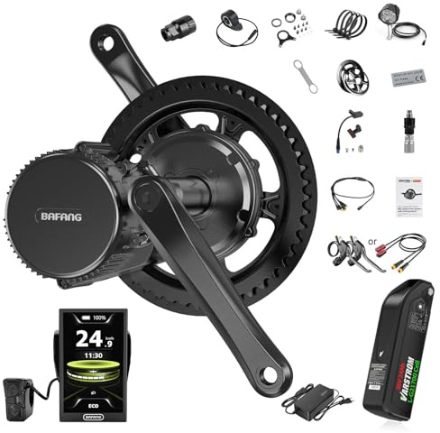 BAFANG Mittelmotor E-Bike Umbausatz 36V 250W CAN Version BBS01B | Motor mit 36V24Ah Batterie und 8fun DPC010 E-Bike Display Support App, Elektrofahrrad Kit für Mountainbike mit BB68-73mm