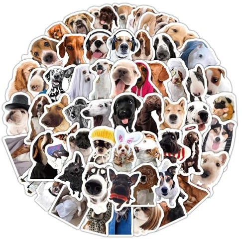 100pcs Funny Dog Stickers Cute Waterproof Vinyl Decals for Laptop Scrapbook Water Bottles Guitar Suitcase Gifts for Adults Boys Girls Dog Lovers