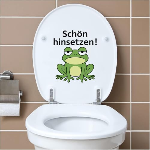 PLQWMR 3 Stück Selbstklebende Lustige Toilettendeckel-Aufkleber – Wasserdichte WC dekoration Sticker mit Sprüchen, Wandtattoos für Badezimmer & Türdekoration Zuhause, Frog(22.1 * 27cm)