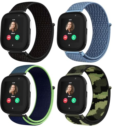 Raradev 4er-Pack Nylon-Klettarmband 20mm für Xplora X6 Play & X6 Pro | Weiches, verstellbares Nylon-Armband. Kompatibel mit Xplora X6 Play/Pro, Anio6 & Anio5. Für Kinder, Mädchen & Jungen
