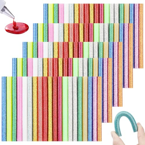100 bastoncini per colla a caldo, 7 × 100 mm, per pistola per colla a caldo, multicolore, fai da te per decorazioni, artigianato, 15 colori
